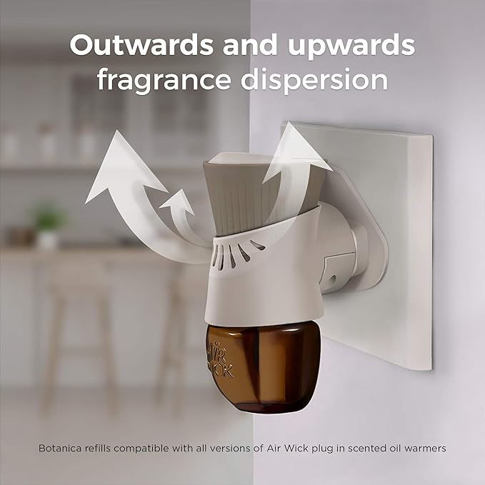 Botanica by Air Wick Plug in Scented Oil Starter Kit 2 Warmers + 6 Refills Himalayan Magnolia and Vanilla Air Freshener Eco Friendly Essential Oils