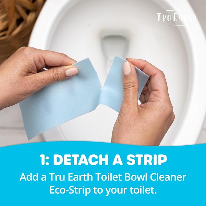 Tru Earth Toilet Bowl Cleaner Eco-Strips | Plastic Jug-Free Septic-Safe for Cleaning | Easy to Use | 24 Strips