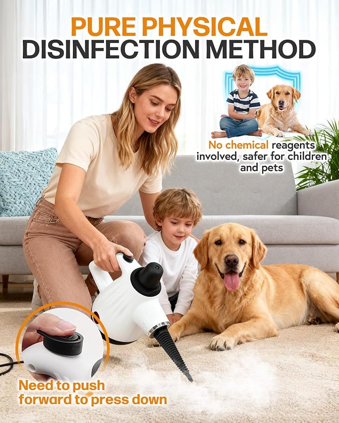 Handheld Steam Cleaner for Home Pressurized Deep Cleaning Steamer for Cleaning for All Surfaces with 9 Accessories Multipurpose Steam Cleaners for Grout Steam Cleaner Tile Kitchen Bathroom
