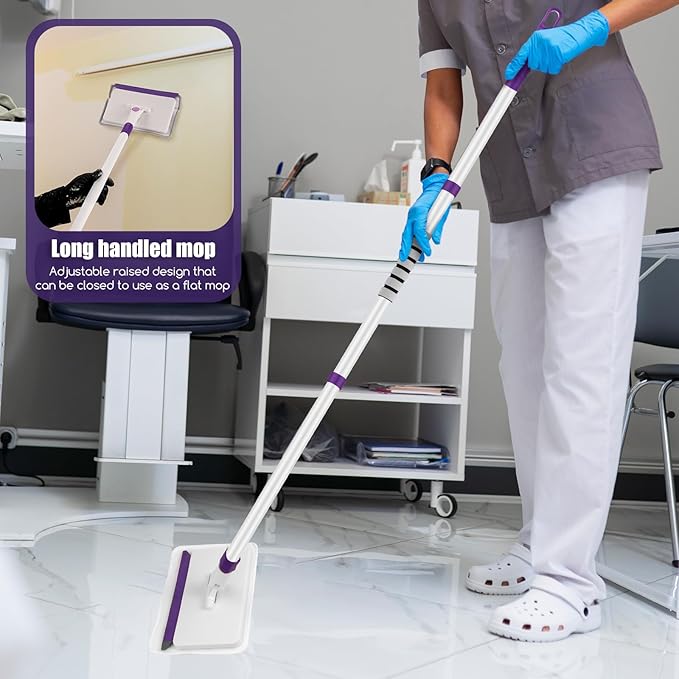 Baseboard Cleaner Tool with Handle 60 Extendable Long Handle Baseboard Cleaner with 5 Reusable Pads for Baseboards Cleaning Ceiling Wall Floor Bathroom Kitchen
