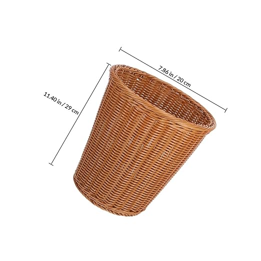 Zerodeko Woven Rattan Trash Can Open Wastebasket 29x29cm Imitated Rattan Style Home Rubbish Storage Container for Kitchen Bathroom Bedroom