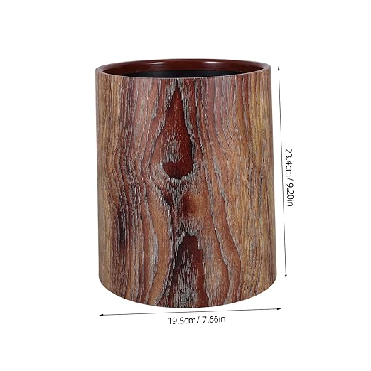 VILLCASE Vintage Wood Grain Trash Can Round Wastebasket for Home and Office Design Easy to Clean Versatile Decor for Bathroom and Living Spaces