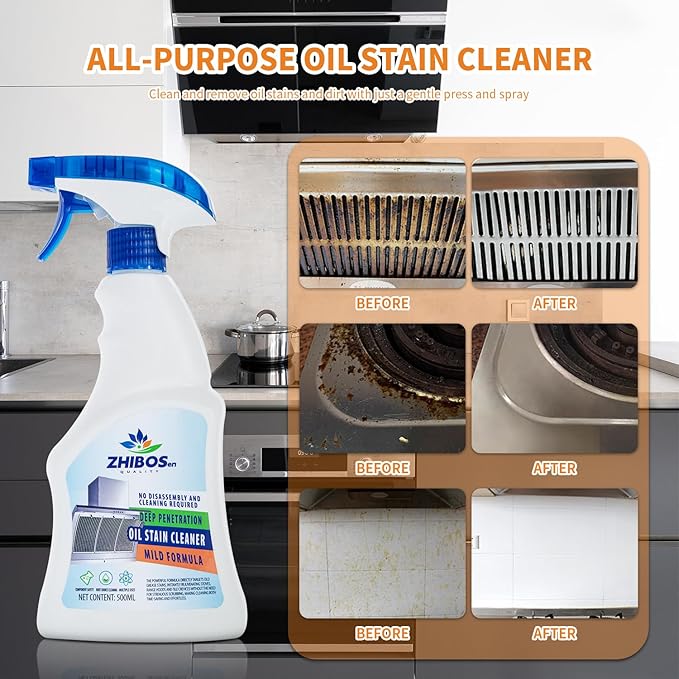 Multi-Purpose Oil Remover &amp Nonfat Sprayer Kitchen &amp Bathroom Cleaning Supplies (3)
