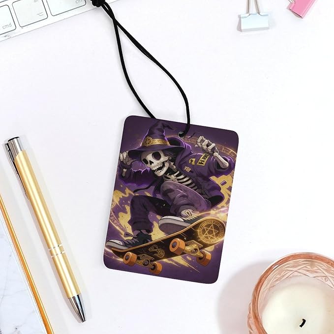 5PCS Car Air Freshener Hanging Personalized Double Sided Wizard Skull Car Fresheners Long Lasting New Cars Scents Cute Automotive Freshies for Closets Drawers (tea)