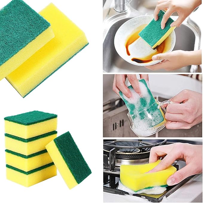 30 Pack Kitchen Sponges Individually Wrapped Non-Scratch Scouring Pads Bulk Scrub Sponges for Cleaning Kitchen and Household Car Dish Sponge for Apartments Hotel