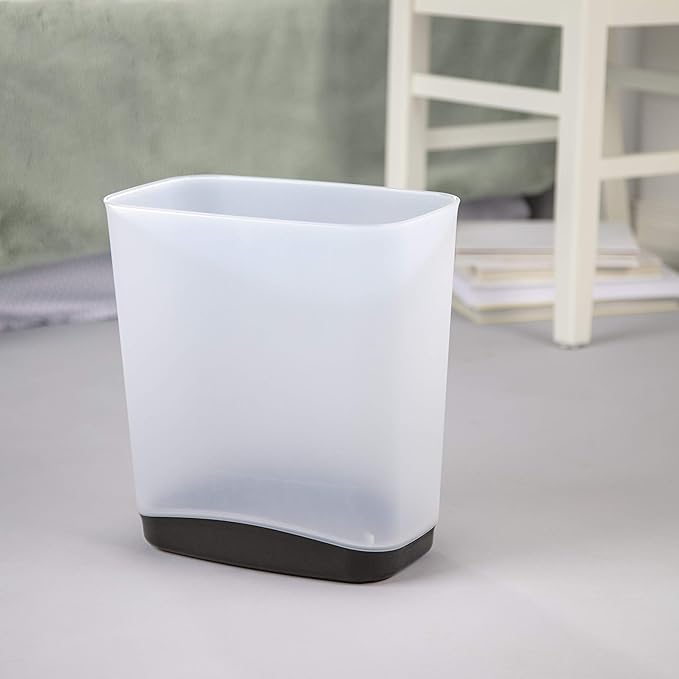 Sterilite 3.3 Gallon Slim Waste Basket Wastebasket Small Clear with Flat Gray base