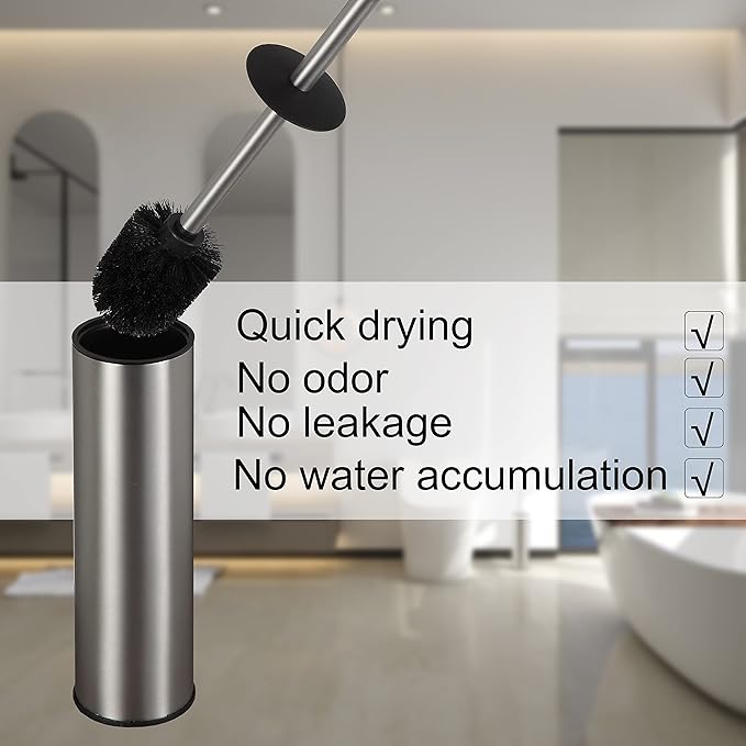 Toilet Brush and HolderStainless Steel Toilet Brushes for Bathroom with Holder 2pack Brushed Nickel