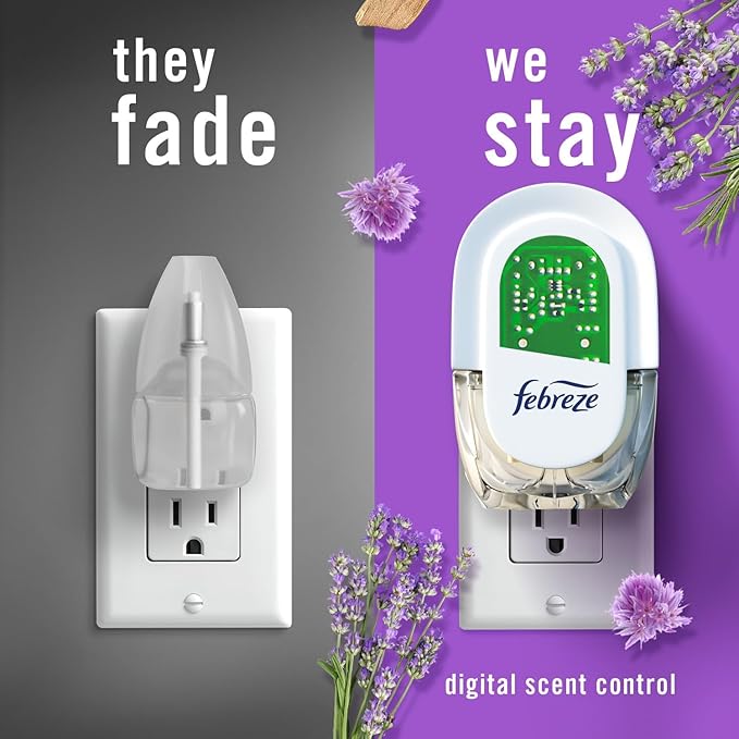 Febreze Odor-Fighting Air Freshener Room Fresheners Air Effects Air Freshener Refills Fade Defy Plug Technology - (1 Pack) contains (3) of 0.87 fl oz Refills (Mediterranean Lavender)