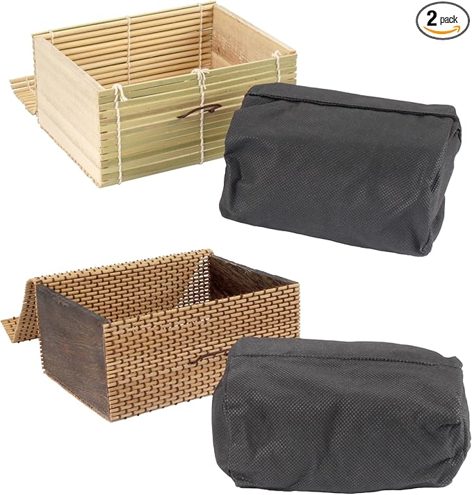 BambooMN Granulated Bamboo Charcoal Odor Absorber Bag in Decorative 6.25 x 4.75 x 3 Green and Brown Box 2 Pieces
