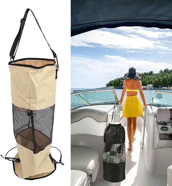 Boat Trash Bag Reusable Nylon Mesh with Lanyard Portable Garbage Container for Boat Storage Accessories Ideal for Outdoor and Seaside Use