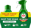 Fairy Skip the Soak Dish Spray Kit Lemon 1.3L (650ml Spray + 650ml Refill) 100% Grease Removal for Dishes &amp Surfaces
