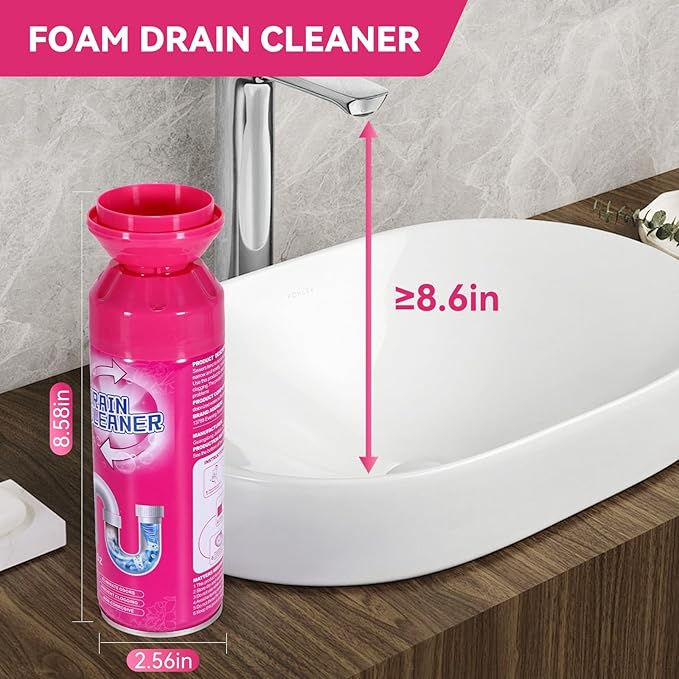 Foaming Drain Cleaner Sink Cleaner and Deodorizer Drain Clog Remover for Kitchen Sinks Tubs Shower Drains (2 Pcs)
