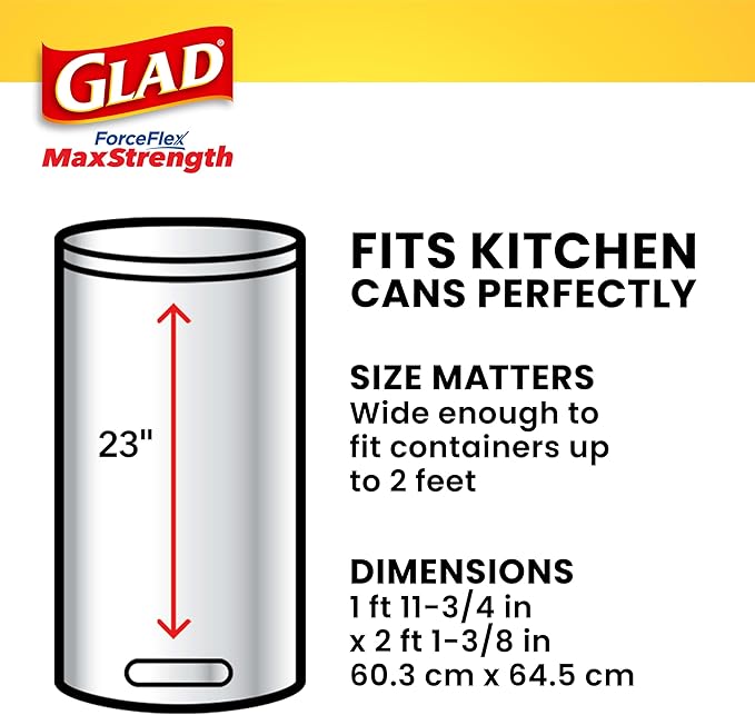 Glad ForceFlex MaxStrength XL Trash Bags 20 Gal Fresh Clean 30 Ct (Package May Vary)