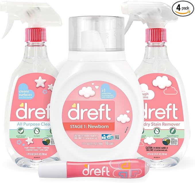 Baby Gifts Set by Dreft Baby and Mom Gift Set with Liquid Laundry Detergent Laundry Stain Remover Stain Remover Pen &amp All Purpose Cleaner Spray Great for Baby Showers