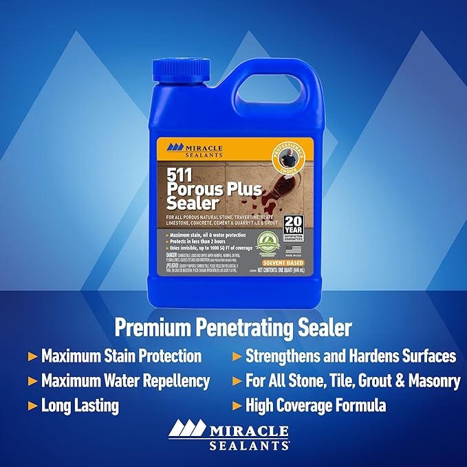 Miracle Sealants 511 Porous Plus Premium Countertop Stone and Tile Sealer Pint