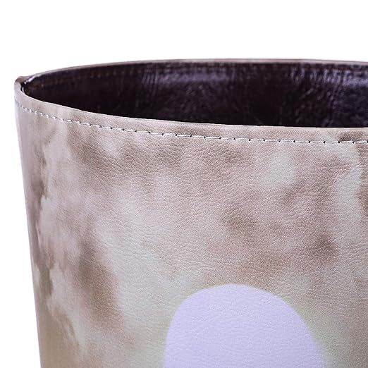 10L/2.64 Gallon PU Leather Trash Can Waterproof Decorative Paper Basket for Bedroom Bathroom - (Horse Pattern A)
