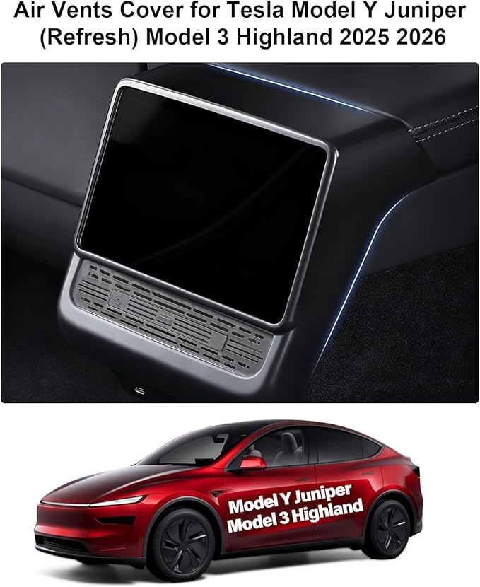 for Tesla Rear Ac Vent Cover &amp Air Freshener Model Y Juniper Model 3 Highland Accessories 2025 2026 Air Condition Vent Trim Cover with Adapter &amp Model Y Car Diffuser Set 4 Scents Aromatherapy