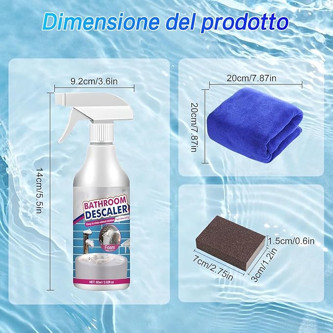 Bathroom Descaler Foam Cleaner Spray 2026 New Upgraded Multipurpose Stubborn Stains Cleaner All Purpose Rinse Cleaning Foam Powerful Descaling Cleaning Agent for Kitchen Bath Glass (2)