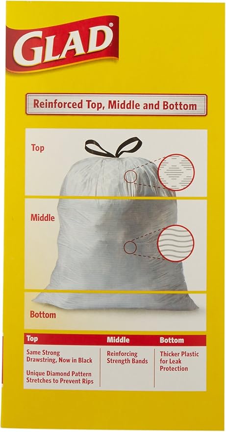 Glad 78536 Tall Kitchen Trash Bag 90 Count - 13 Gallon