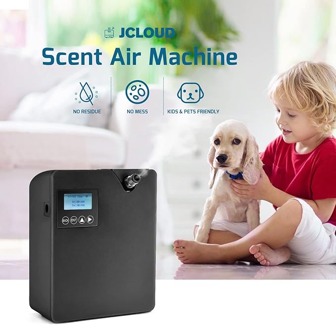 JCLOUD Smart Scent Air Machine with Cold Air Tech for Home Professional Waterless Essential Oil Diffuser 300ML HVAC Scent Diffuser for Essential Oils for Large Room Office Spa Black