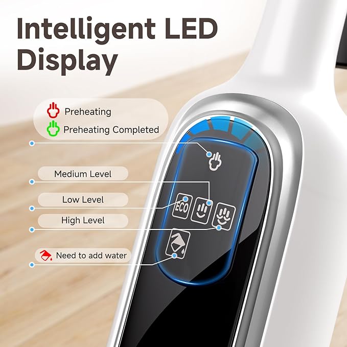 12-in-1 Steam Mop with Mops Detachable Handheld Steam Cleaner for Home 23FT Cord 3 Steam Modes &amp LED Display Steam Mops for Floor Cleaning Bathroom Windows Sofas Clothes Tile Grout Carpet