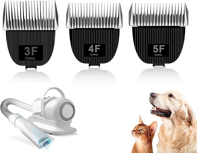 Size 3F/4F/5F/Replacement Blade for nebot P1 Pro Pet Grooming Kit &amp VacuumCut Length 1/2(13mm) 3/8(9.5mm) to 1/4”(6.3mm) toMade of Ceramic Blade &amp Stainless Steel Blade3 Pack