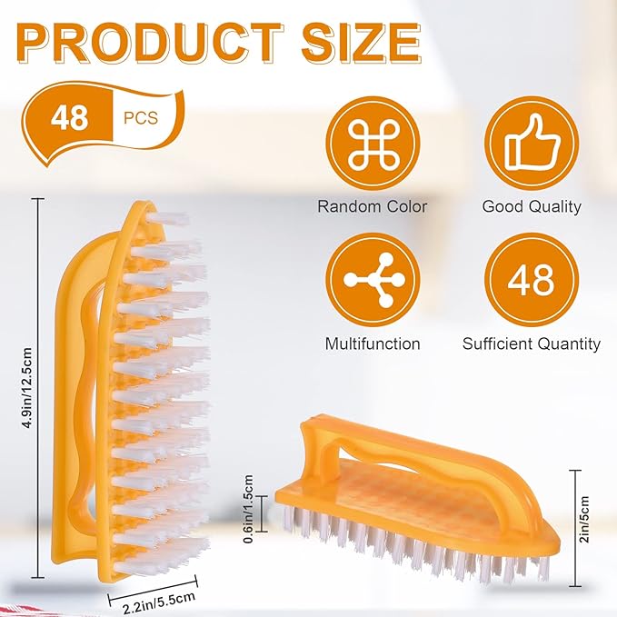 Eaasty 48 Pack Cleaning Brush Scrub Brush with Comfortable Grip Stiff Bristles Dish Scrub Brush Kitchen Scrub Brush Household Carpet Brush for Bathroom Shower Sink Floor Bathtub Tile 4 Colors