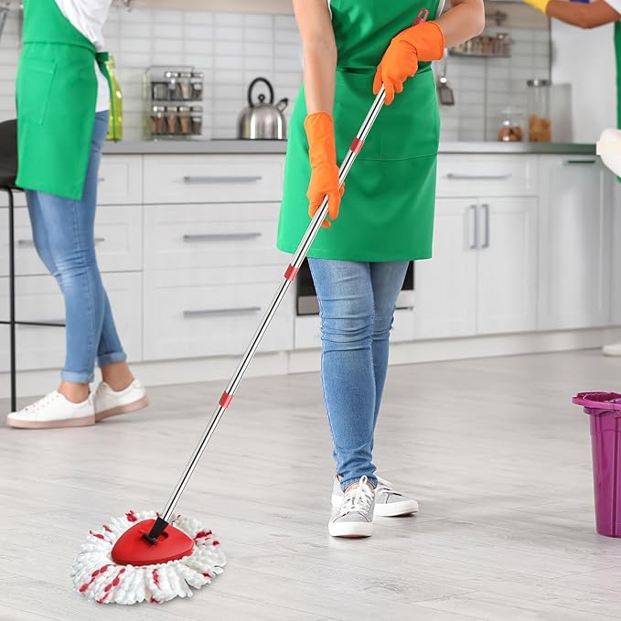 Spin Mop Replacement Head Base Handle Compatible with Ocedar Mop Set EasyWring 1-Tank Microfiber Spin Mop 2 Refills Replacement Heads 30-58in Handle and 1 Base Combo Set