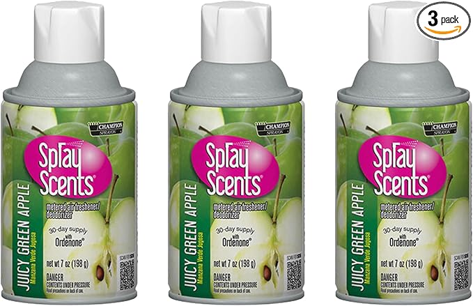 Champion Sprayon SprayScents Metered Air Freshener Refill 7 oz Odor Control Fragrance Green Apple (3 Pack)