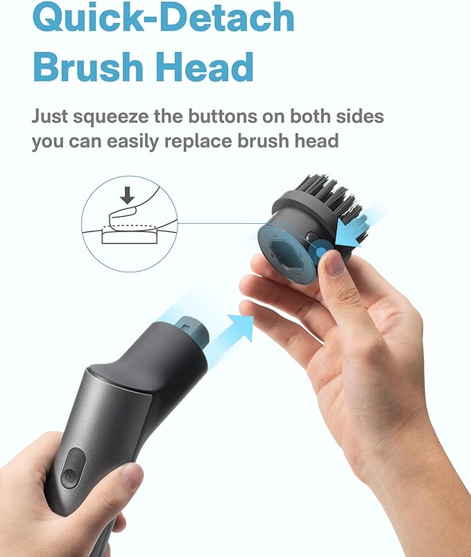 HOTO Cordless Electric Spin Scrubber IPX7 Full Body Waterproof Bathroom Cleaning Brush Max 22 in-lb Shower Scrubber Brush with Long Handle 6 Brush Heads Power Scrubber for Bathroom Floor Tile