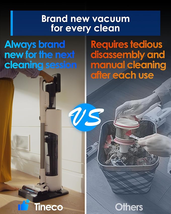 Tineco Pure ONE Station 5 Cordless Smart Vacuum with 2.5L Auto Dust Base Full-Path Self-Cleaning 175AW Suction ZeroTangle Tech Stick Vacuum Cleaner for Pet Hair Carpet &amp Hard Floor