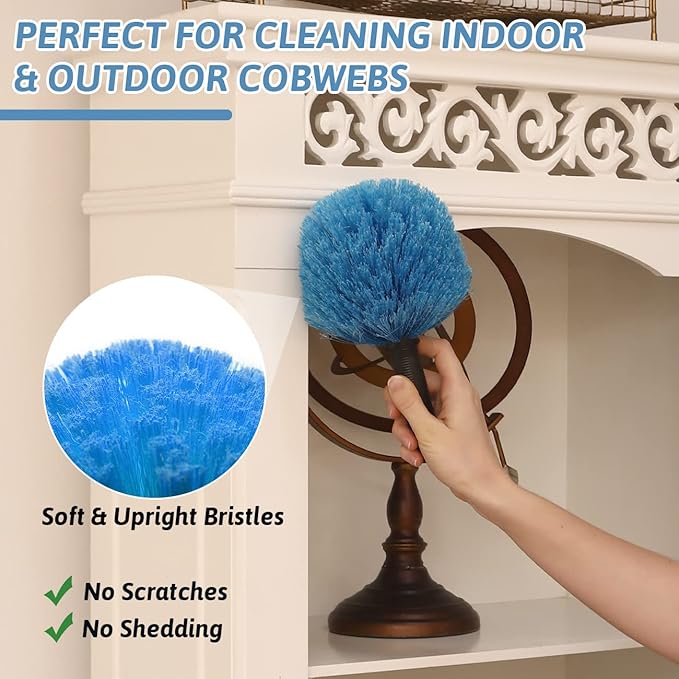 20 Foot Cobweb Duster with Extension Pole 2 PCS Webster Cobweb Duster for High Ceilings/Corners Spider Web Brush with Pole for Outdoor &amp Indoor Web Cleaning Outdoor Cobweb Brush Kit by MAYKI