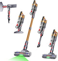 Trucozie Cordless Vacuum Cleaner Self-Standing Lightweight Stick Vacuum with 50 mins Runtime Powerful Suction Anti-Tangle Wireless Vacuum for Home Hardwood Floor Carpet Pet Hair Gold