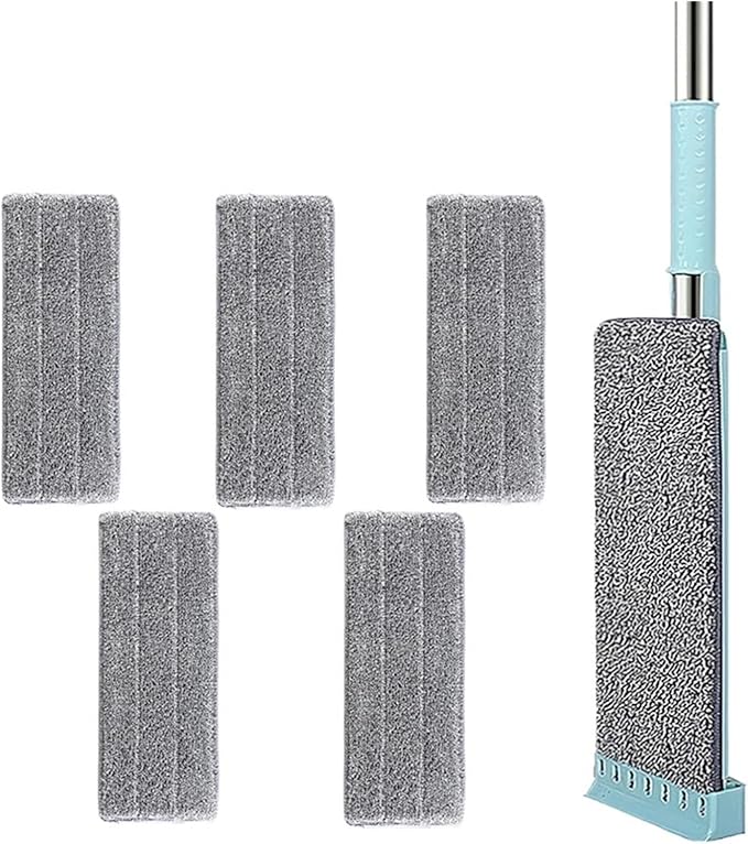 Flat Mop Hand Free Squeeze Cleaning Floor with Washable Pads Household Cleaner Tools(1 and 5 Pads)