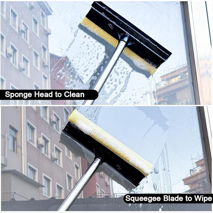 Window Cleaning Kit Squeegee with Bucket for Windshield Cleaning Bathroom Shower Doors Mirrors Tiles and Car Windows (Grey)