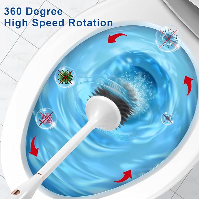 Electric Toilet BrushSilicone Toilet BrushToilet Bowl Brush and Holder Set with Ventilated HolderToilet Brush Floor Standing Wall Mounted Without DrillingRechargeable