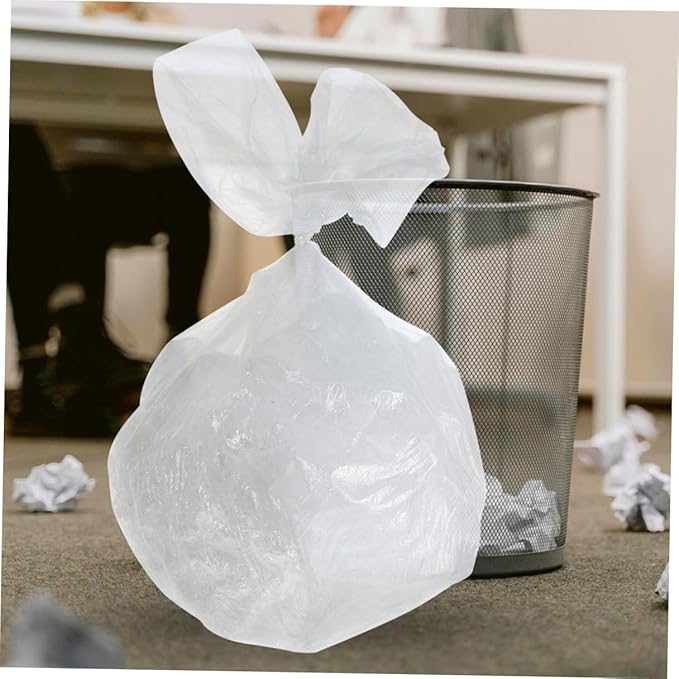 Flat Small Trash Bags 300pcs (45x50cm) Thick White Garbage Bags for Bedroom Office Bathroom Wastebaskets Plastic Heavy-duty Liners for Home Disposal