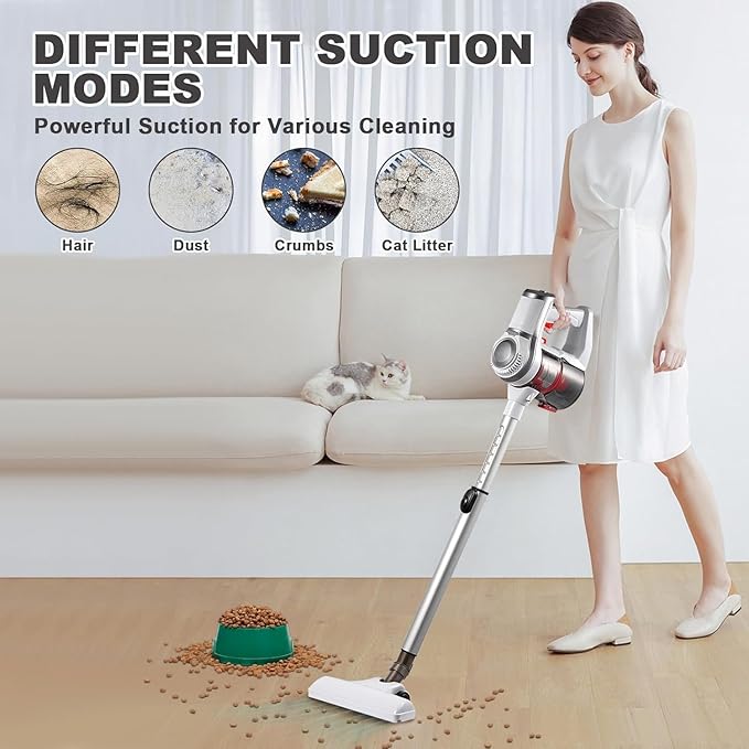 cjc 150W Cordless Vacuum Cleaner for Home 35 Mins Runtime 3-in-1 Lightweight Handheld Stick Vacuum with HEPA Filtration Rechargeable Portable Vacuum Cleaner for Hard Floor Pet Hai