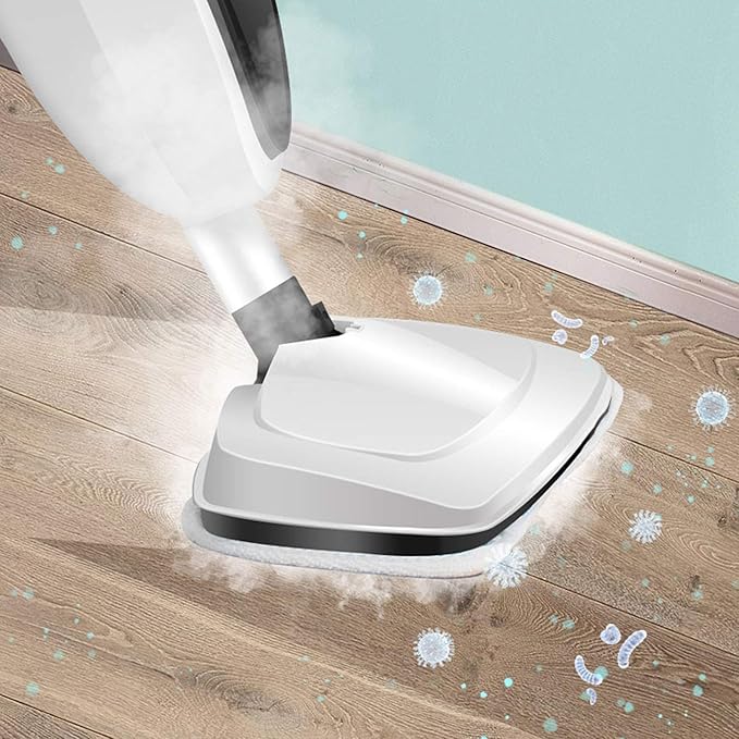 Steam Mop with 110°C High Temperature Steam 15S Heating Time Carpet Cleaner 6 Functions in 1 Steam Mop Environmentally Friendly Adjustable White (White)