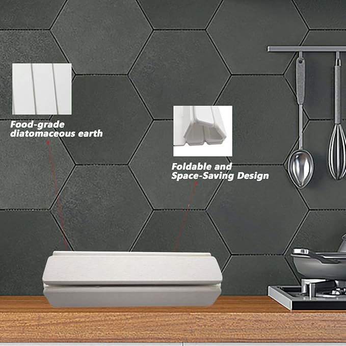 Stone Drying Mat for Kitchen Counter23 x 15.3Large Foldable Stone Dish Drying MatFoldable Diatomite Water-Absorbing Mat for Dishes Utensils Countertop Bathroom.