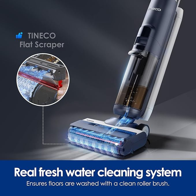 Tineco Floor ONE S5 Smart Cordless Wet Dry Vacuum Cleaner and Mop for Hard Floors Digital Display Long Run Time Great for Sticky Messes and Pet Hair Space-Saving Design Blue