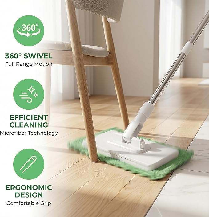 Cloth Changing mini mop Lazy mop Disposable dust mop with Reusable Cloth Automatic Cloth Clip and no-wash mops Multi-Surface mops for Walls Doors and Windows