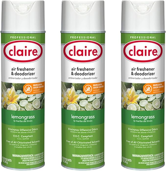 Claire CL1307 Lemongrass Air Freshener &amp Deodorizer (3 Pack)