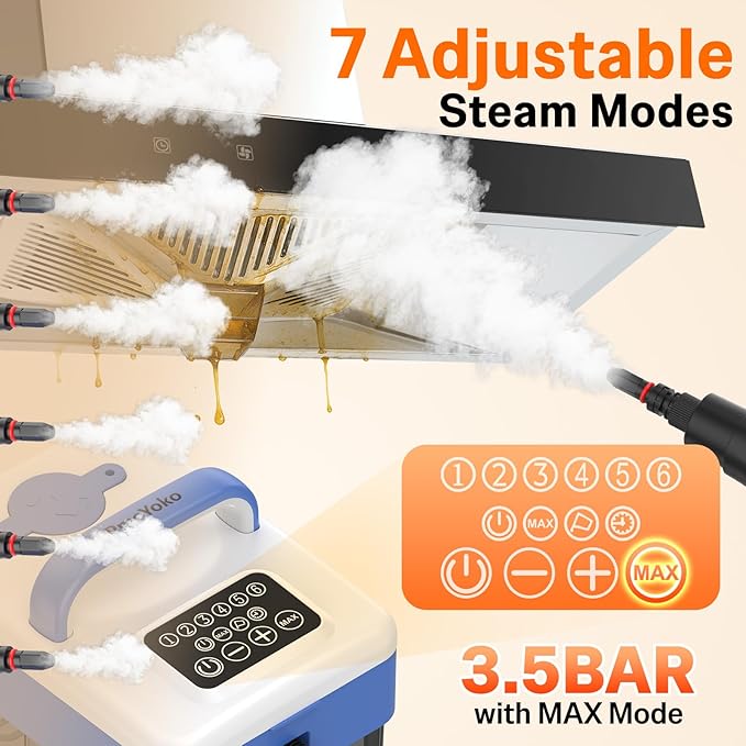 2500W Handheld Steam Cleaner with 16pcs Accessories &amp 1.6L Tank 10S Fast Heating &amp High Temperature Portable Steam Cleaner for Home Car Steamer for Cleaning Windows Grout Upholstery and M