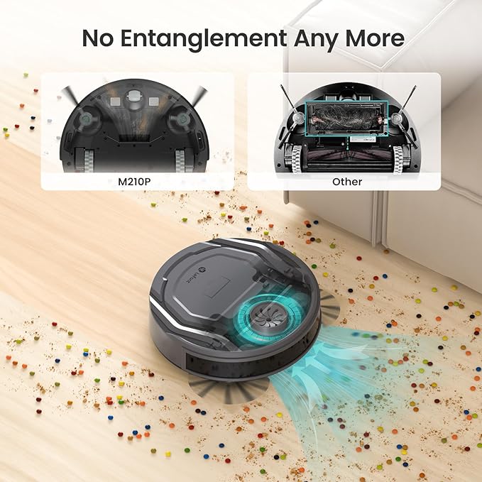 Lefant M210P Robot Vacuum Cleaner 4000pa Suction 200 Mins Runtime Super Thin Quiet Self-Charging Ideal for Pet Owners Multi Surface Cleaning APP/WiFi/Alexa Control Gray