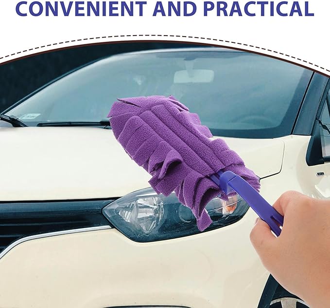 Washable Dust Mop Refill Set 10pcs Fluffy Microfiber Duster Heads with Plastic Handles Reusable Dry and Wet Cleaning Tool for Home Dust Blinds and Shutter Cleaning