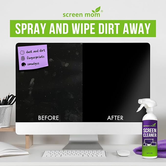 Screen Cleaner Spray and Wipe Kit 16oz and 4 Pack Microfiber Towel Bundle - Electronics Cleaner Spray TV Screen Cleaner for Smart TV Computer Phone iPad Laptop Screen Cleaner Car Screen Cleaning Kit