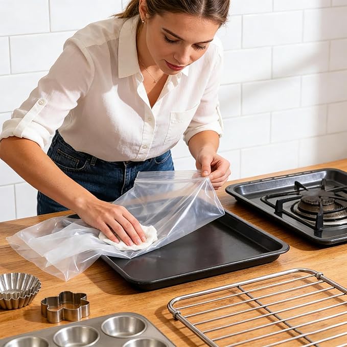 Oven Rack Cleaning Bags Leak-Proof Stability 10 Pieces Kitchen Cleaning Bags Roasting Rack Cleaner Saves Time &amp Effort For Stove Grilling