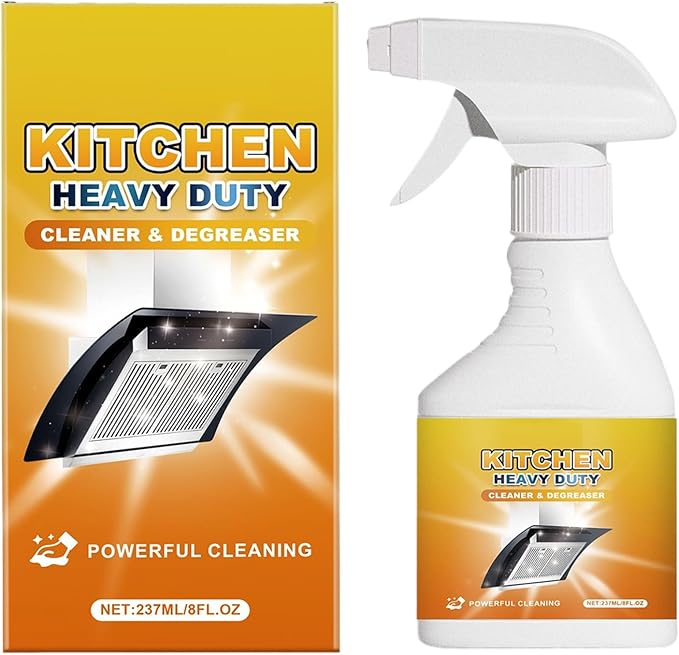 Kitchen Cleaner 8fl.oz Foam Heavy Duty Degreaser Spray Nozzle Waterless Grease Cleaner for Kitchen Oven Stove Counter Cabinet Glass Sink Wall Household Surfaces Home Cleaning Easy Use