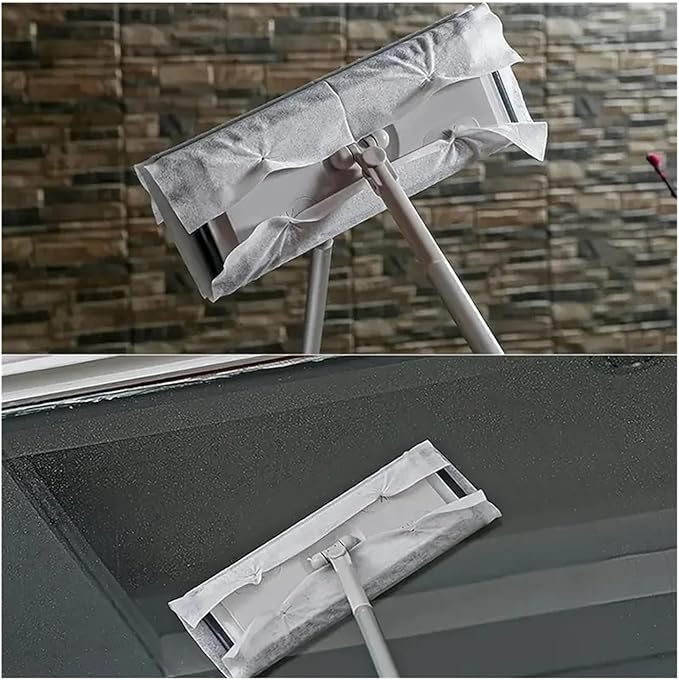 1Set Home Electrostatic Dust Collector Mop Foldable Long Handle With Disposable Vacuum Paper Floor Household Cleaning Tool